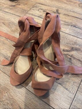 Dusty Rose Wrap Tie Pointed Toe Heels